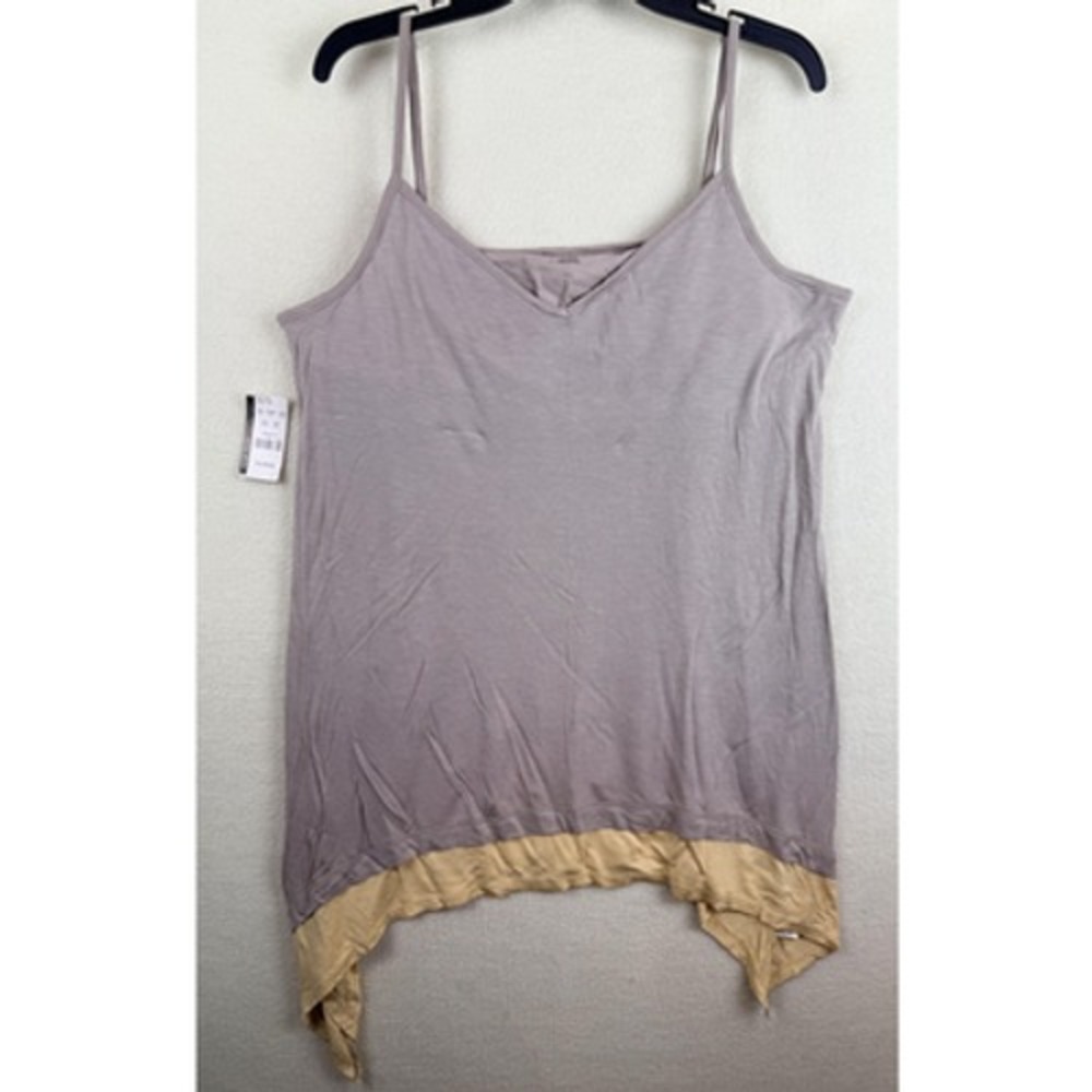 New York & Company Tank Top Womens XL Gray Colorblock V Neck Camisole Sharkbite
